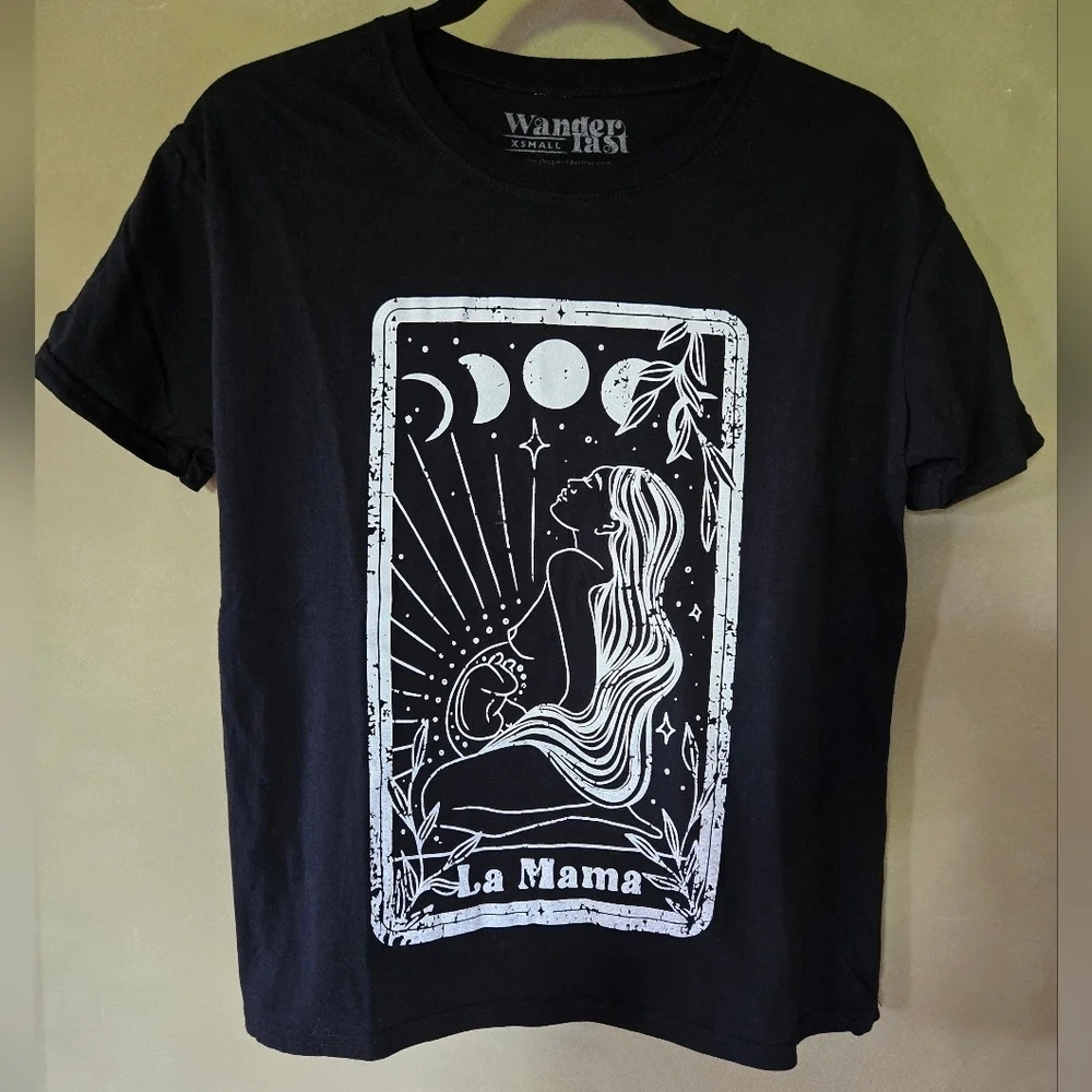 Wanderlust | Black & White Oversized T-Shirt 'La Mama', Size XS - Picture 3 of 6